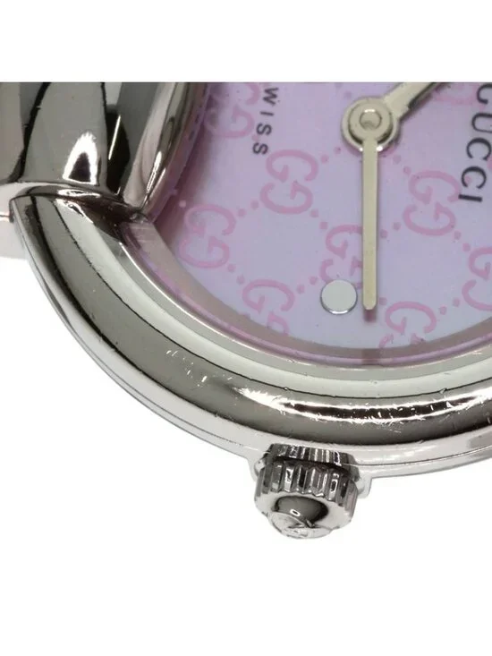 Gucci Round Face GG Pink Shell Bangle Watch SS - Picture 15 of 15